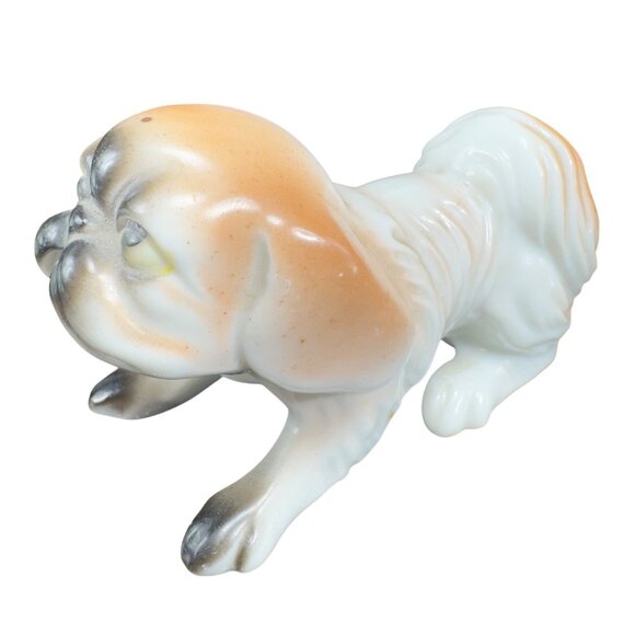 Vintage Pekingese Pug Dig Ceramic Figure Japan Whimsical Porcelain Dog Figure - Picture 1 of 11